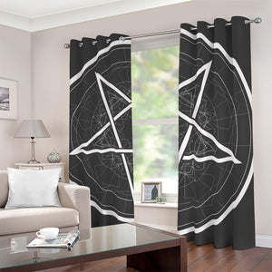 Geometric Inverted Pentagram Print Blackout Grommet Curtains