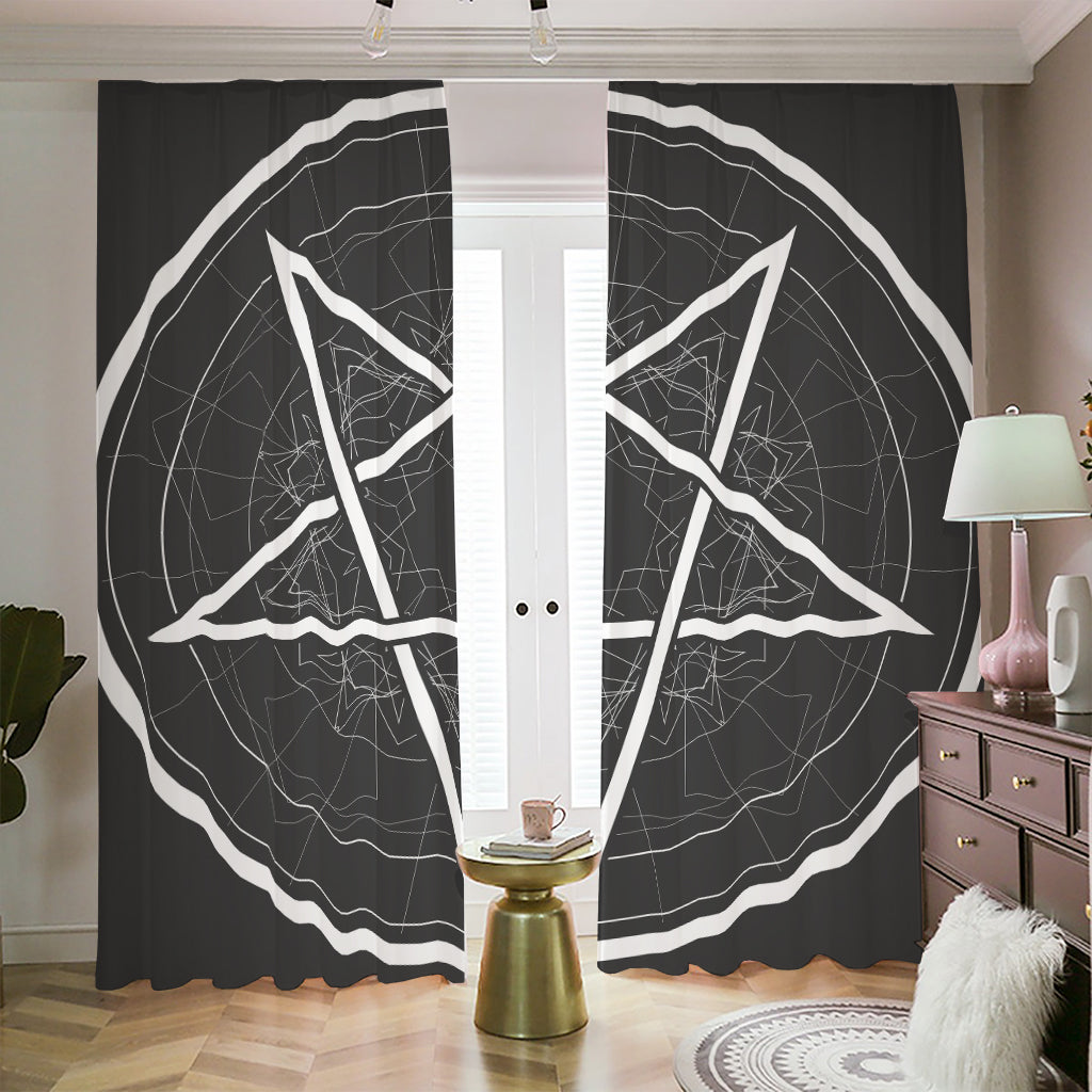 Geometric Inverted Pentagram Print Blackout Pencil Pleat Curtains