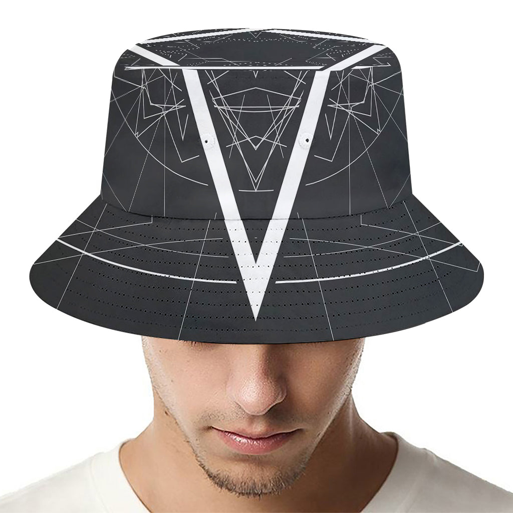 Geometric Inverted Pentagram Print Bucket Hat