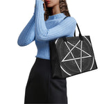 Geometric Inverted Pentagram Print Canvas Tote Bag