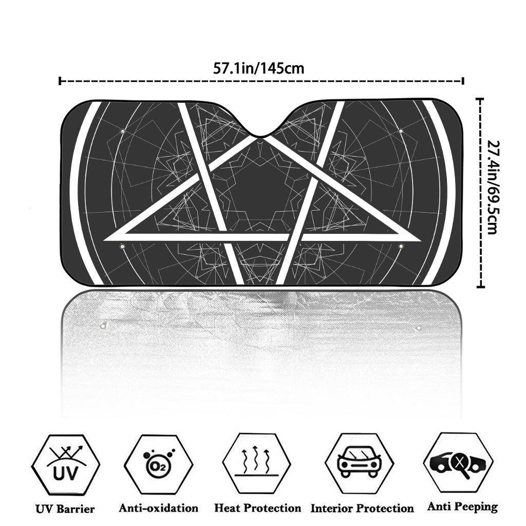 Geometric Inverted Pentagram Print Car Windshield Sun Shade