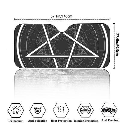 Geometric Inverted Pentagram Print Car Windshield Sun Shade
