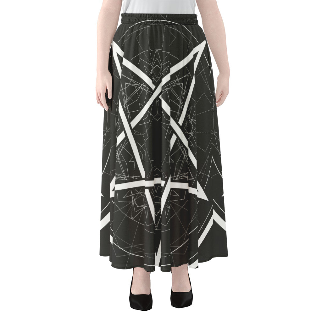 Geometric Inverted Pentagram Print Chiffon Maxi Skirt