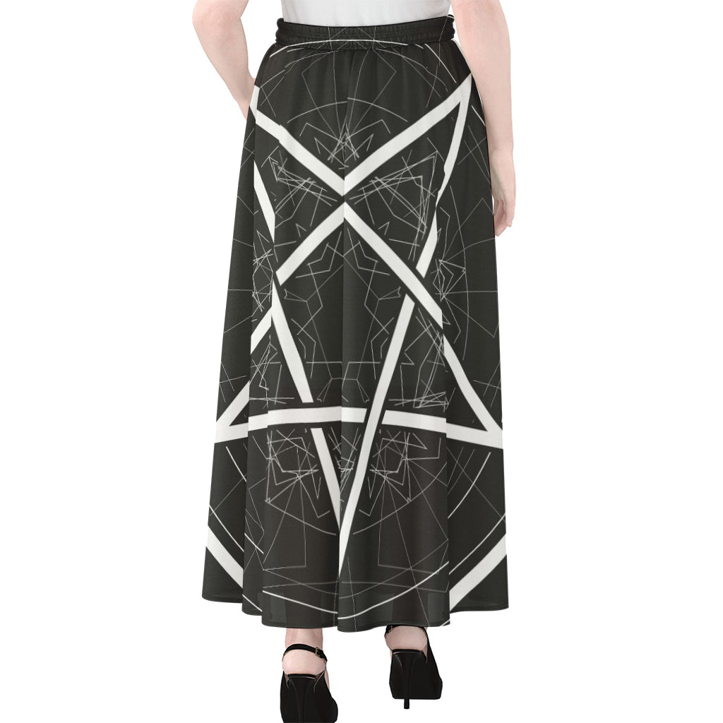 Geometric Inverted Pentagram Print Chiffon Maxi Skirt
