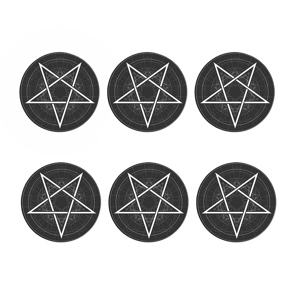 Geometric Inverted Pentagram Print Coaster Set