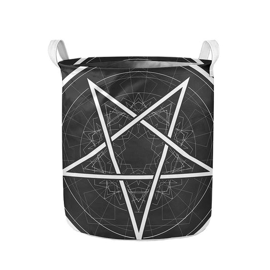 Geometric Inverted Pentagram Print Collapsible Laundry Basket