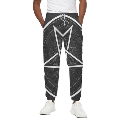 Geometric Inverted Pentagram Print Cotton Pants