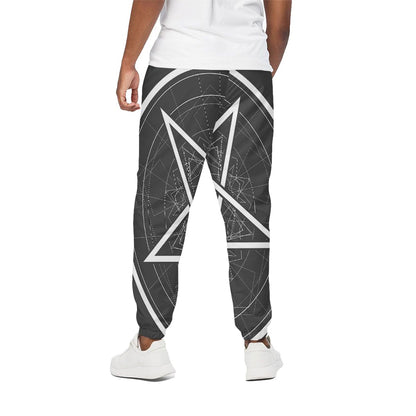 Geometric Inverted Pentagram Print Cotton Pants