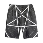 Geometric Inverted Pentagram Print Cotton Shorts