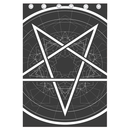 Geometric Inverted Pentagram Print Curtain