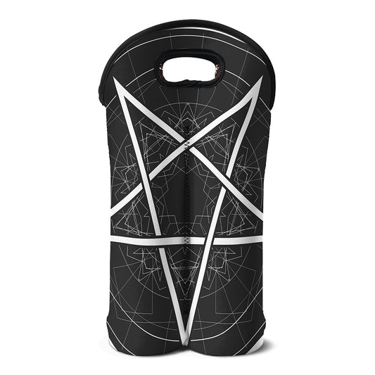 Geometric Inverted Pentagram Print Double Neoprene Wine Tote