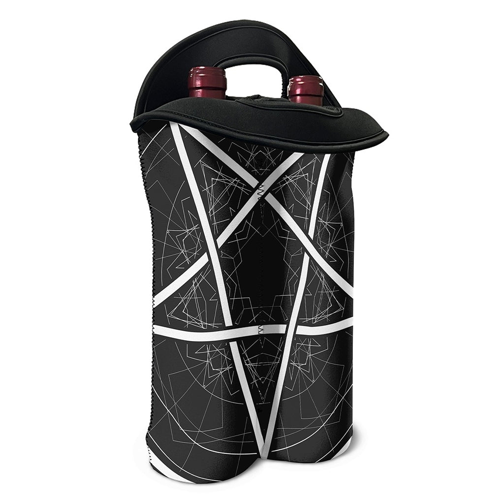 Geometric Inverted Pentagram Print Double Neoprene Wine Tote
