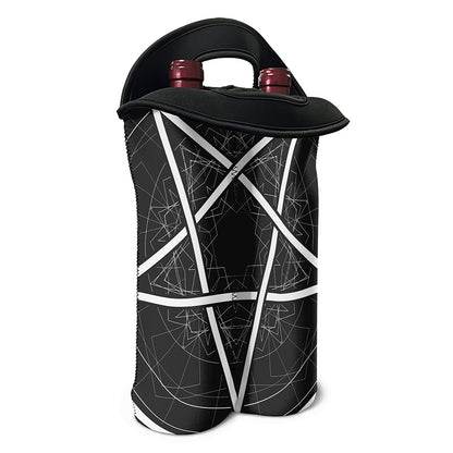 Geometric Inverted Pentagram Print Double Neoprene Wine Tote