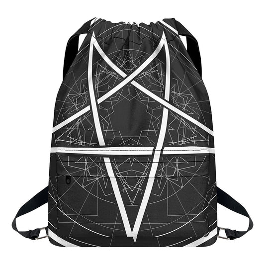 Geometric Inverted Pentagram Print Drawstring Backpack