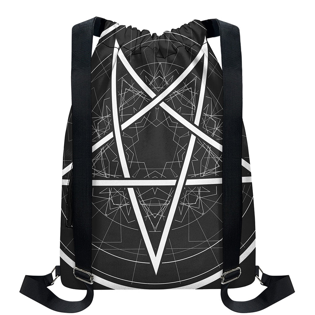 Geometric Inverted Pentagram Print Drawstring Backpack