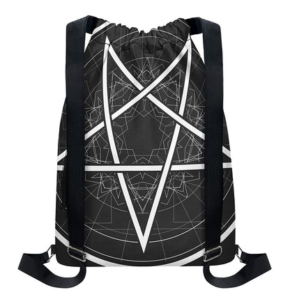 Geometric Inverted Pentagram Print Drawstring Backpack