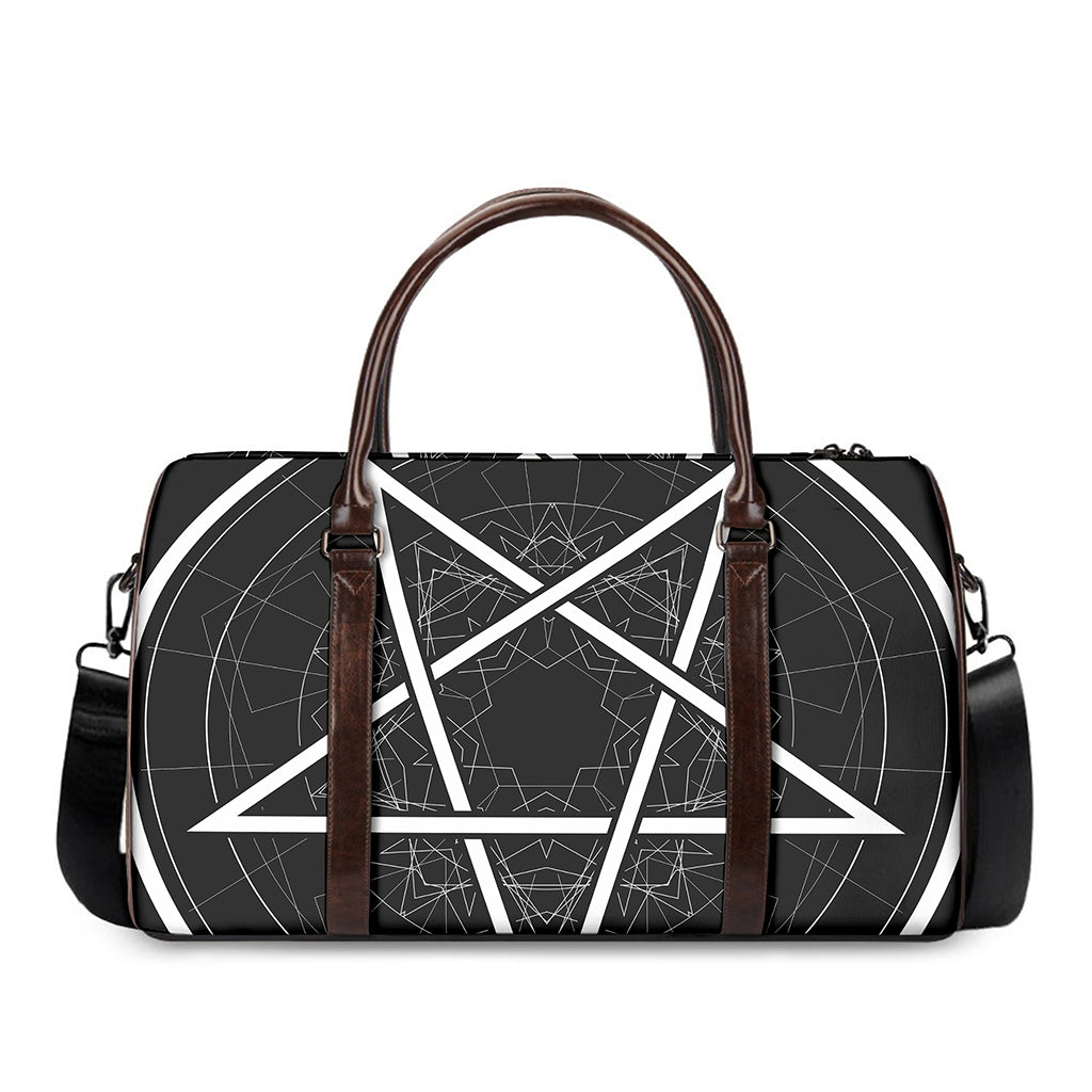 Geometric Inverted Pentagram Print Duffle Bag