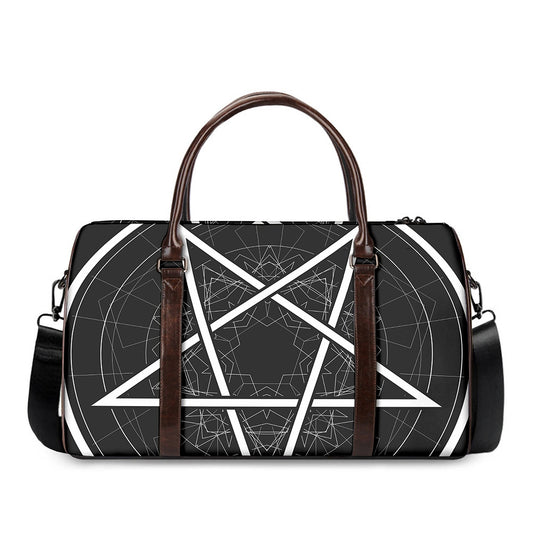 Geometric Inverted Pentagram Print Duffle Bag