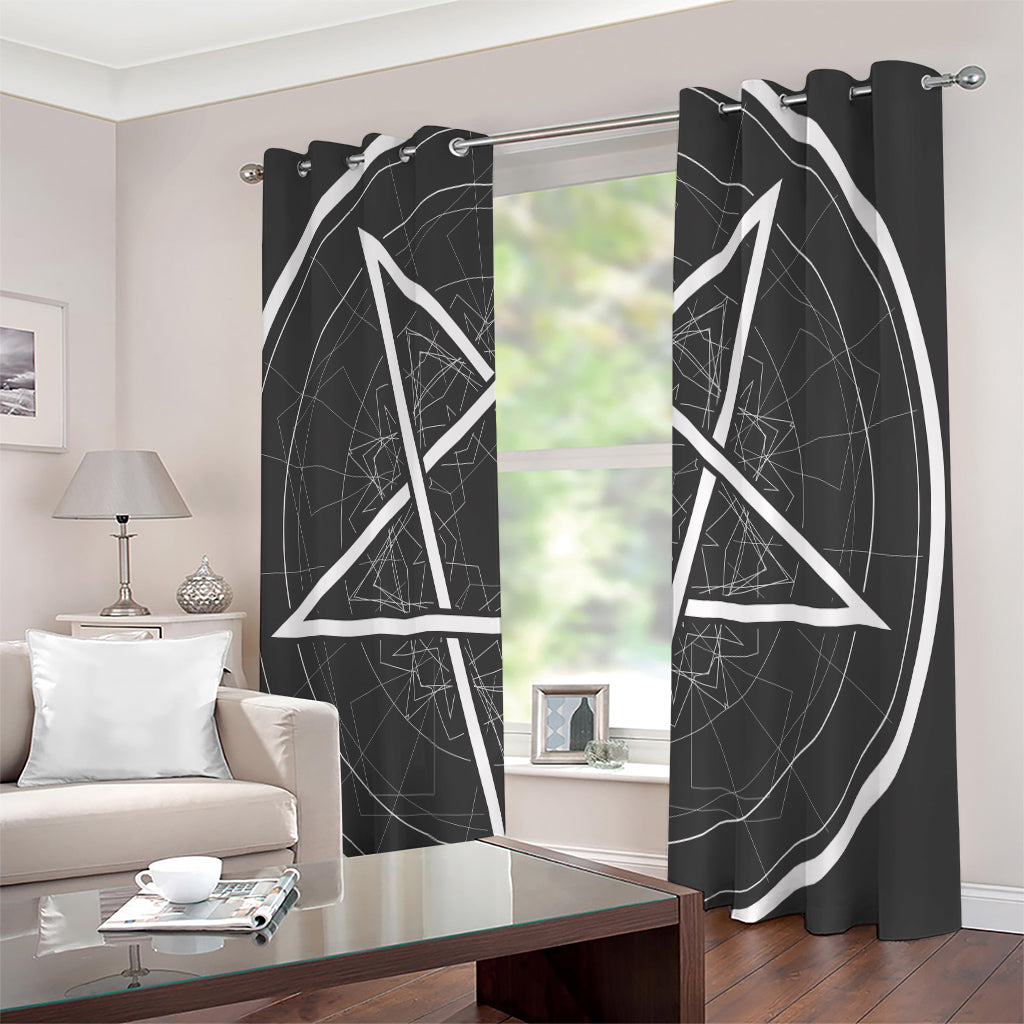 Geometric Inverted Pentagram Print Extra Wide Grommet Curtains