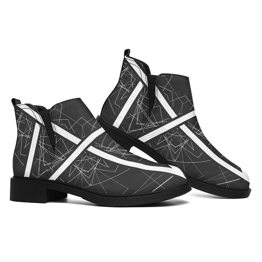 Geometric Inverted Pentagram Print Flat Ankle Boots