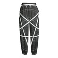 Geometric Inverted Pentagram Print Fleece Lined Knit Pants