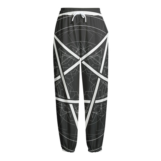 Geometric Inverted Pentagram Print Fleece Lined Knit Pants