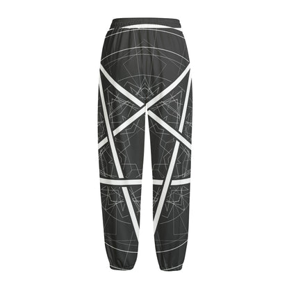 Geometric Inverted Pentagram Print Fleece Lined Knit Pants