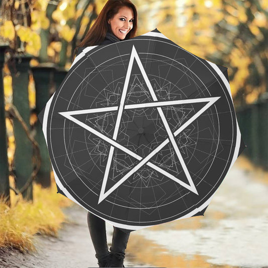 Geometric Inverted Pentagram Print Foldable Umbrella