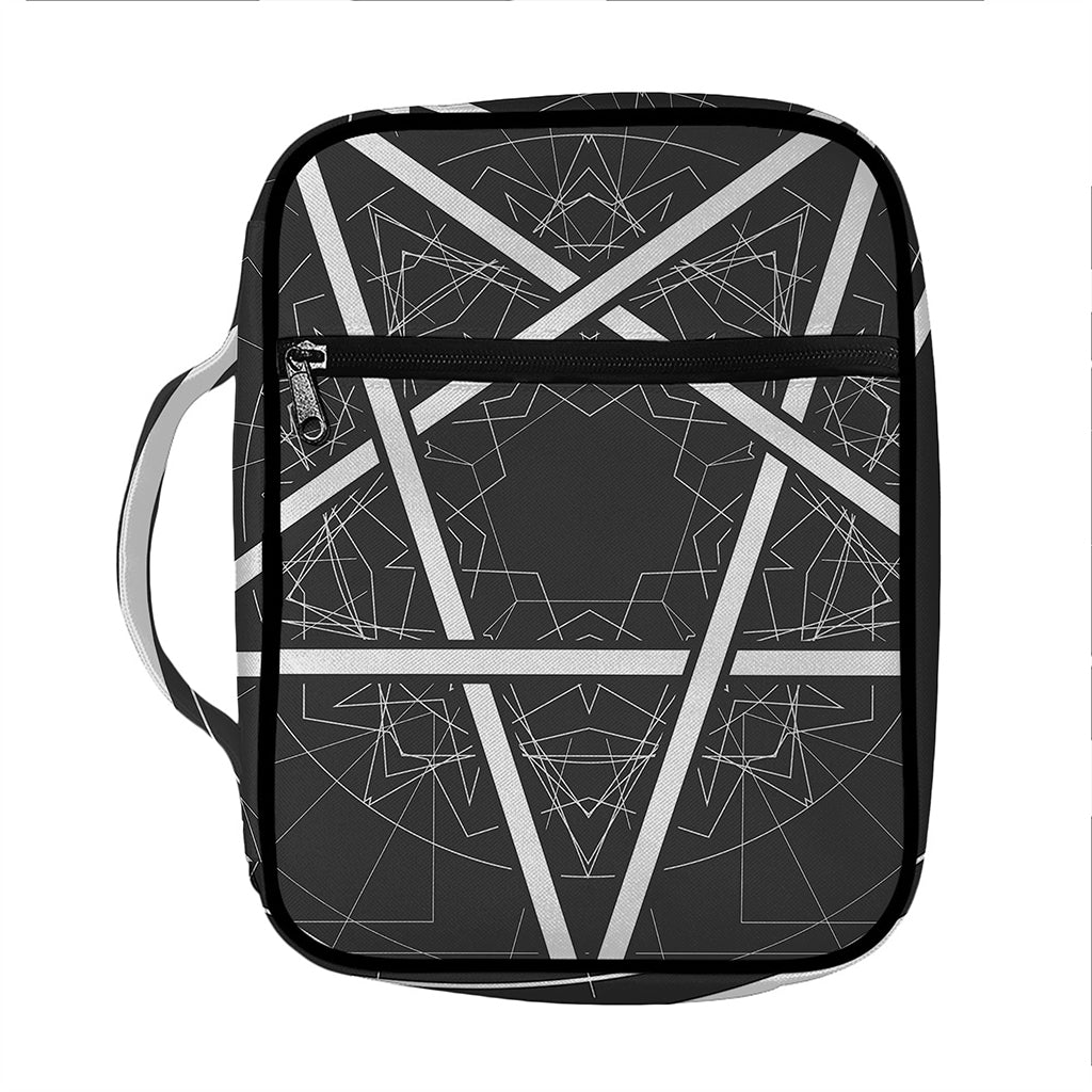 Geometric Inverted Pentagram Print Front Pocket Bible Bag