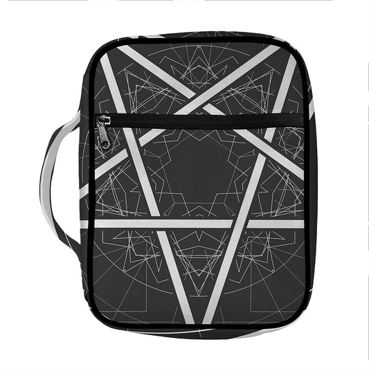 Geometric Inverted Pentagram Print Front Pocket Bible Bag