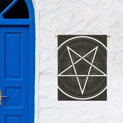 Geometric Inverted Pentagram Print Garden Flag