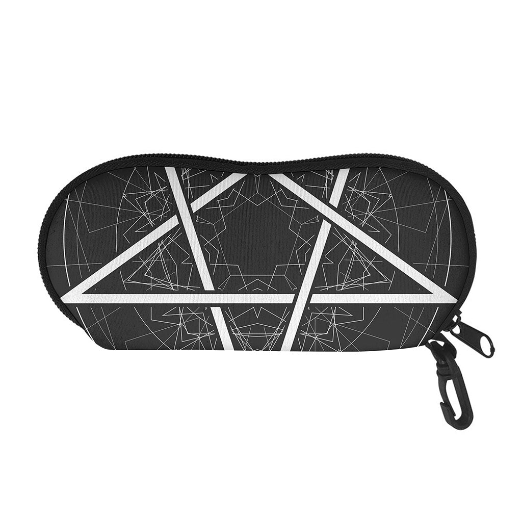 Geometric Inverted Pentagram Print Glasses Case