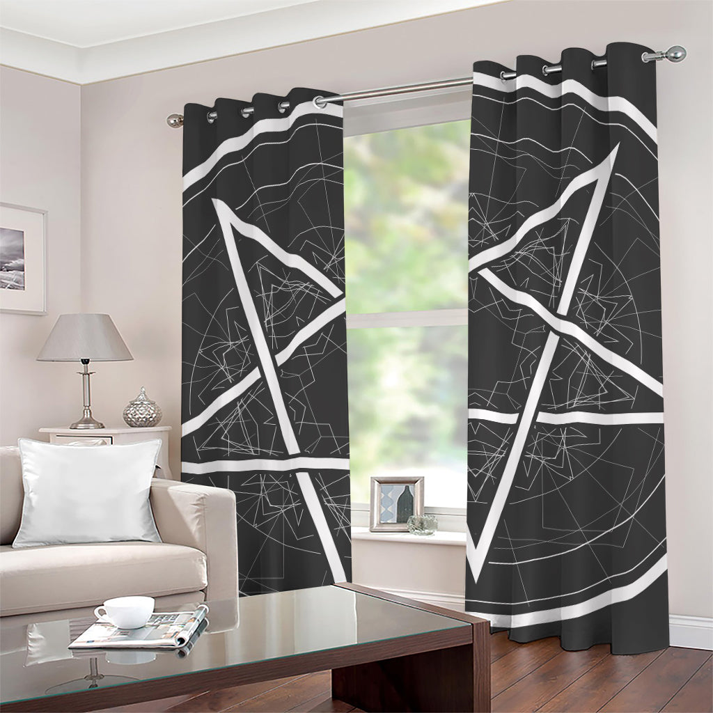 Geometric Inverted Pentagram Print Grommet Curtains