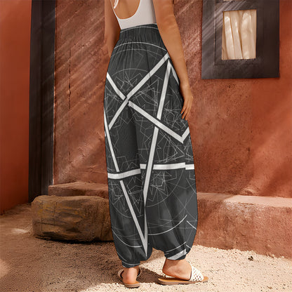 Geometric Inverted Pentagram Print Harem Pants