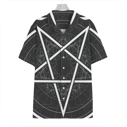 Geometric Inverted Pentagram Print Hawaiian Shirt
