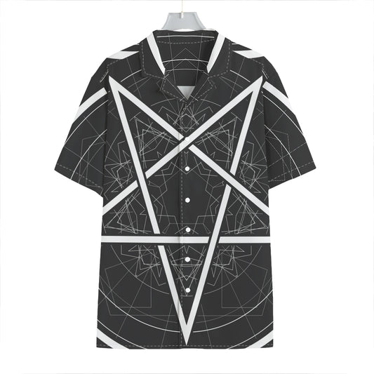 Geometric Inverted Pentagram Print Hawaiian Shirt