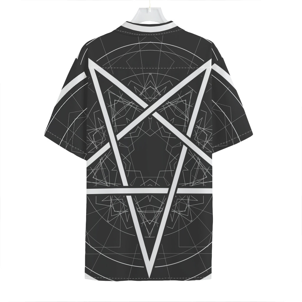 Geometric Inverted Pentagram Print Hawaiian Shirt