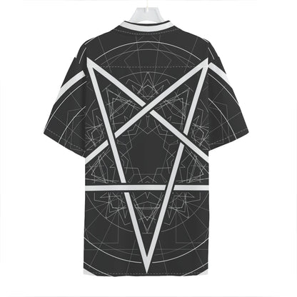 Geometric Inverted Pentagram Print Hawaiian Shirt