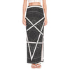 Geometric Inverted Pentagram Print High Slit Maxi Skirt