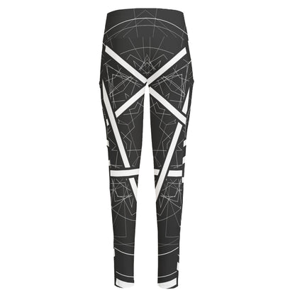Geometric Inverted Pentagram Print High-Waisted Pocket Leggings