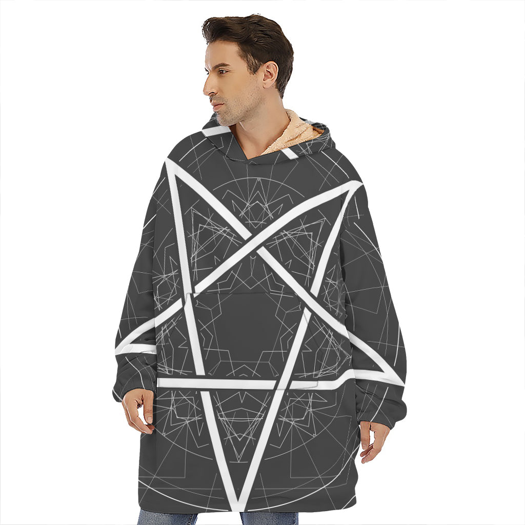 Geometric Inverted Pentagram Print Hoodie Blanket
