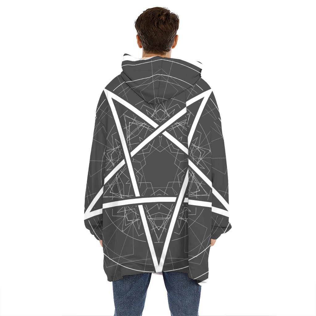 Geometric Inverted Pentagram Print Hoodie Blanket