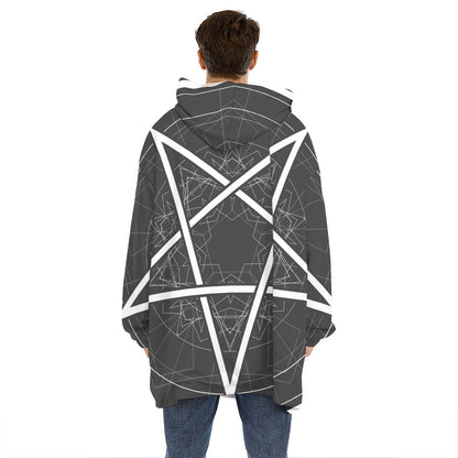 Geometric Inverted Pentagram Print Hoodie Blanket