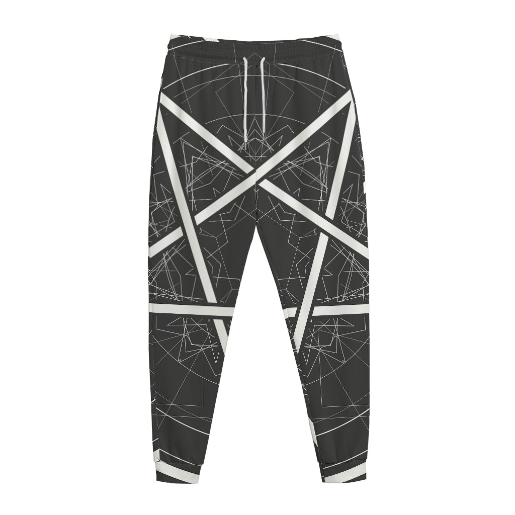 Geometric Inverted Pentagram Print Jogger Pants