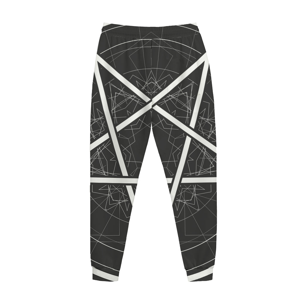 Geometric Inverted Pentagram Print Jogger Pants