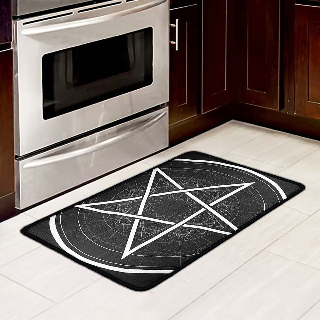 Geometric Inverted Pentagram Print Kitchen Mat