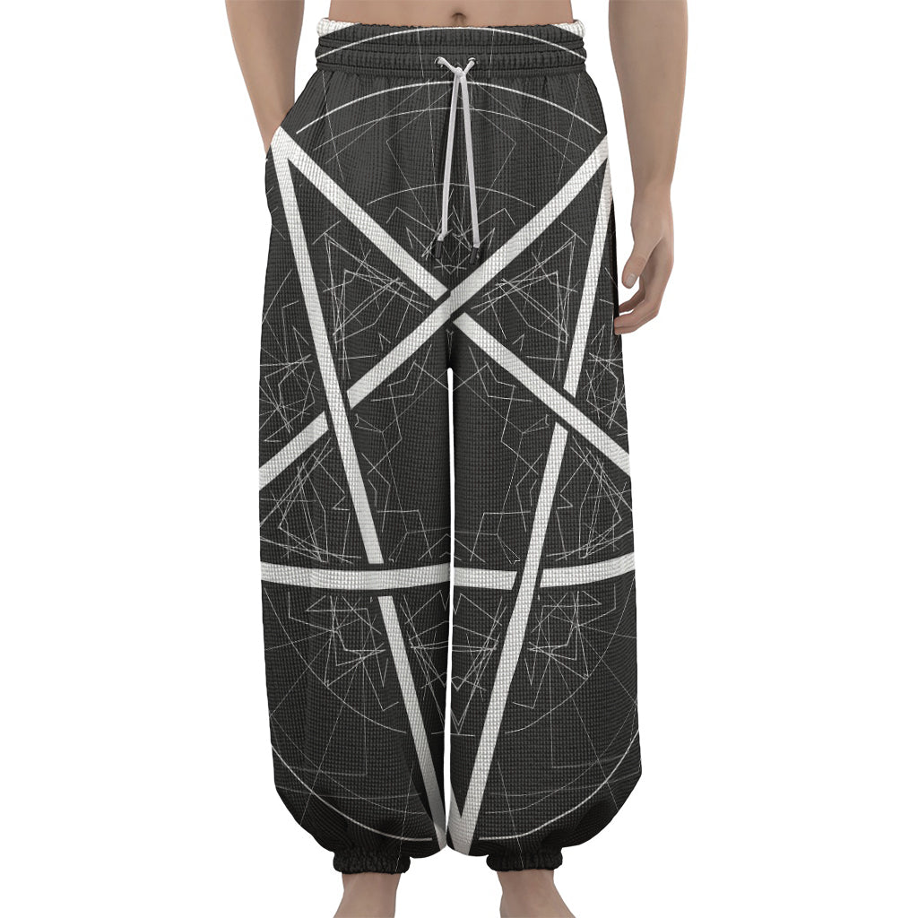 Geometric Inverted Pentagram Print Lantern Pants