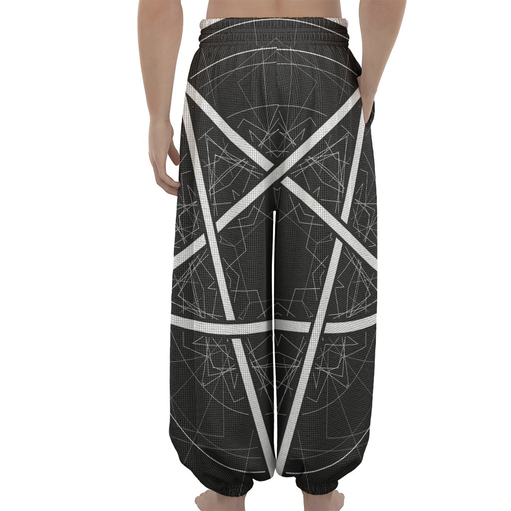Geometric Inverted Pentagram Print Lantern Pants