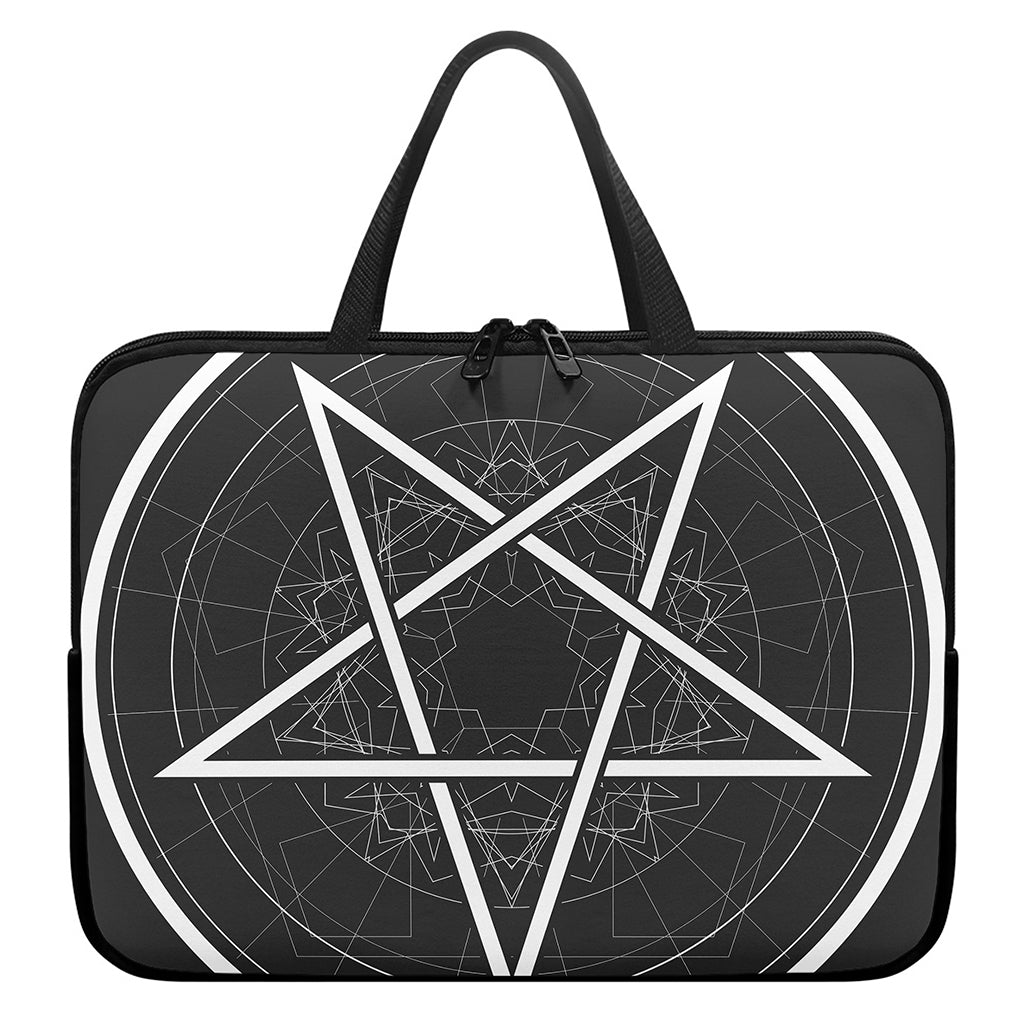 Geometric Inverted Pentagram Print Laptop Sleeve With Handle