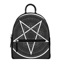 Geometric Inverted Pentagram Print Leather Backpack